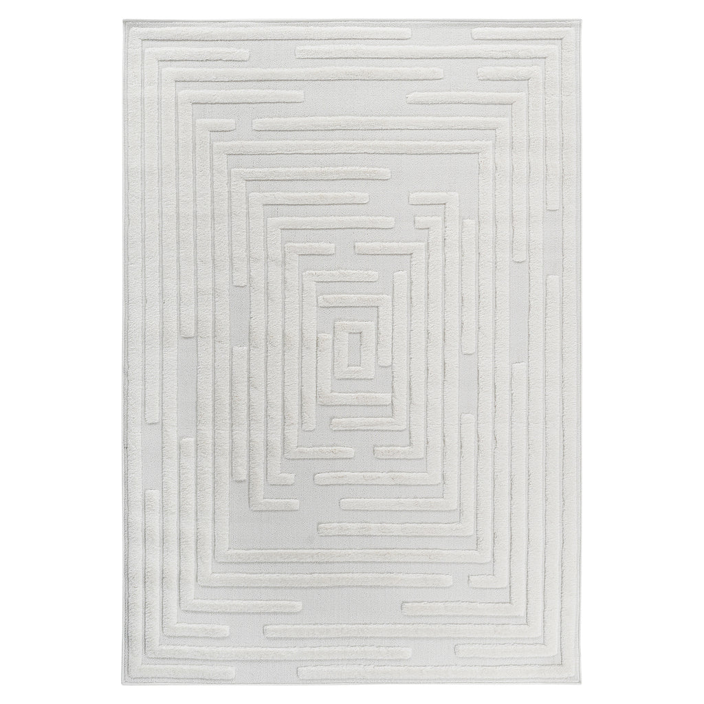 Naar Step Collection Cream Geometric Area Rug