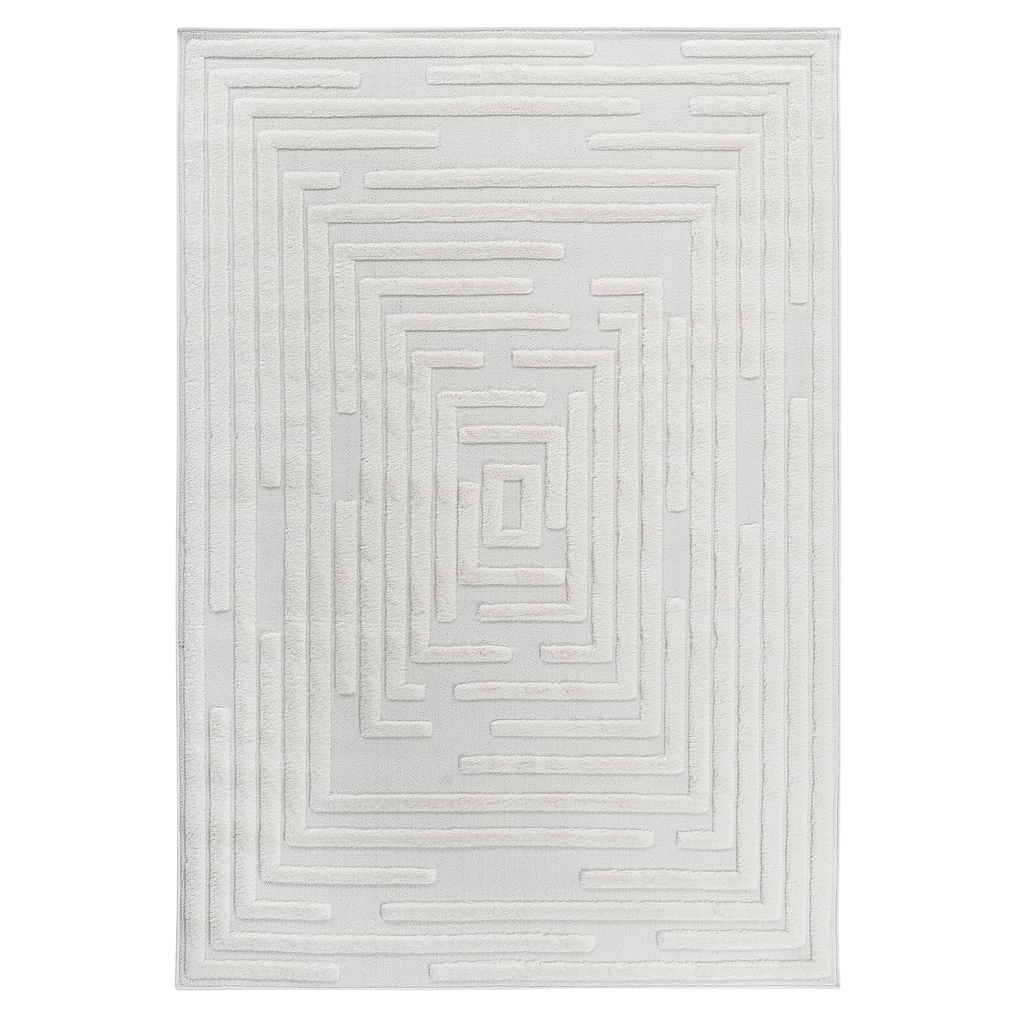 Naar Step Collection Cream Geometric Area Rug