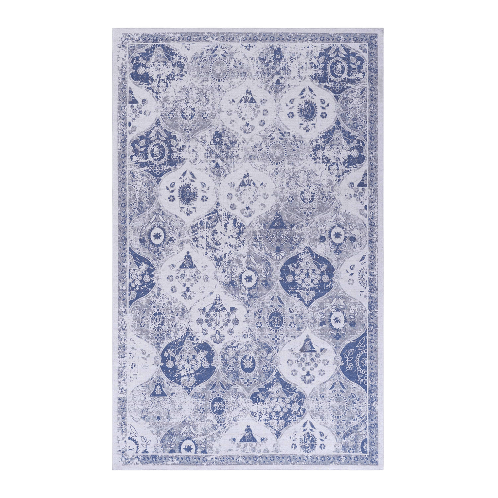 Naar Maval Collection Blue Oriental Washable Area Rug