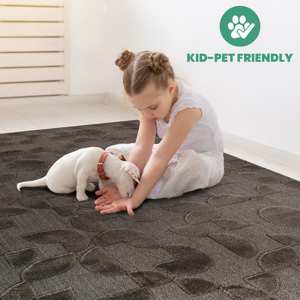 Naar Step Collection Brown Geometric Area Rug