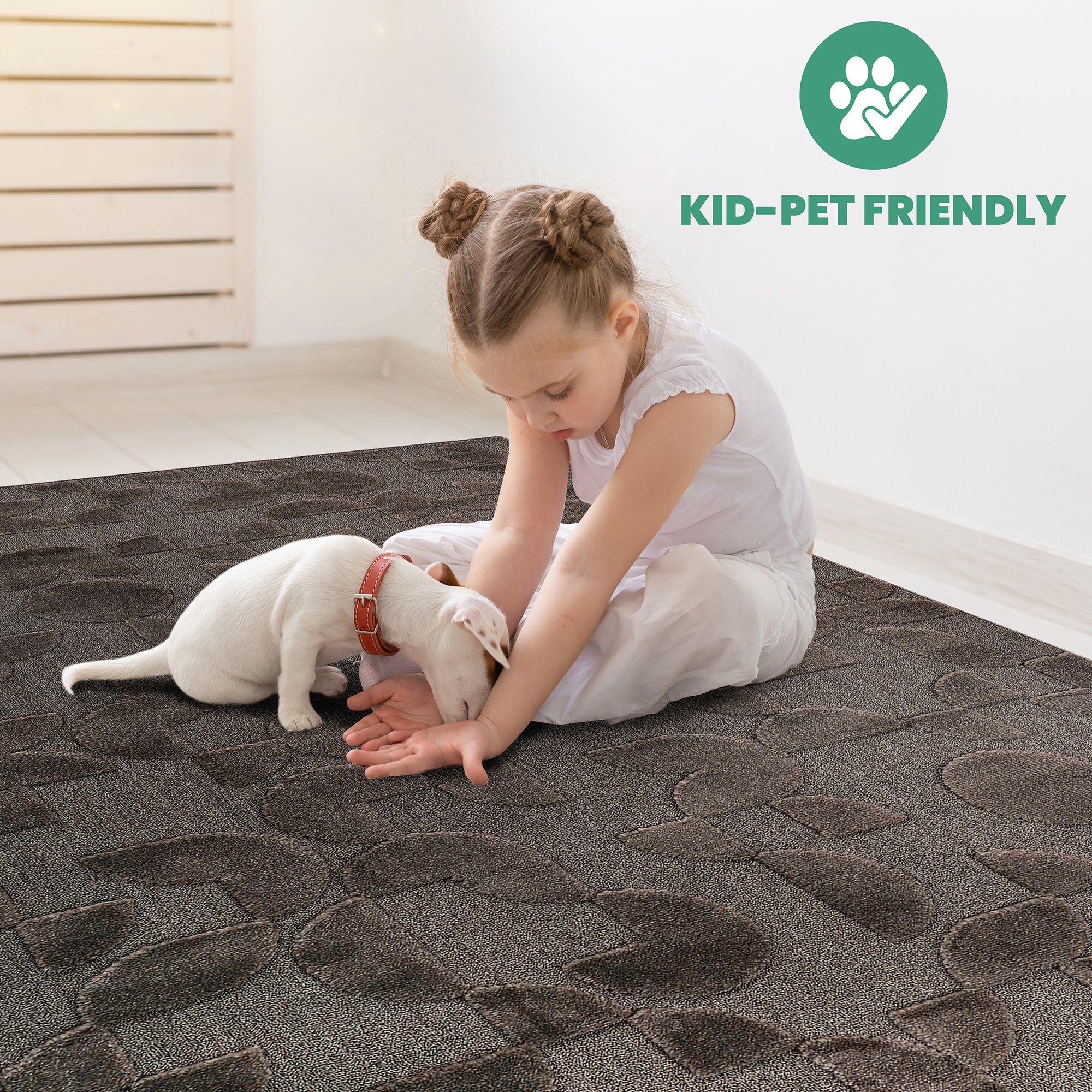 Naar Step Collection Brown Geometric Area Rug