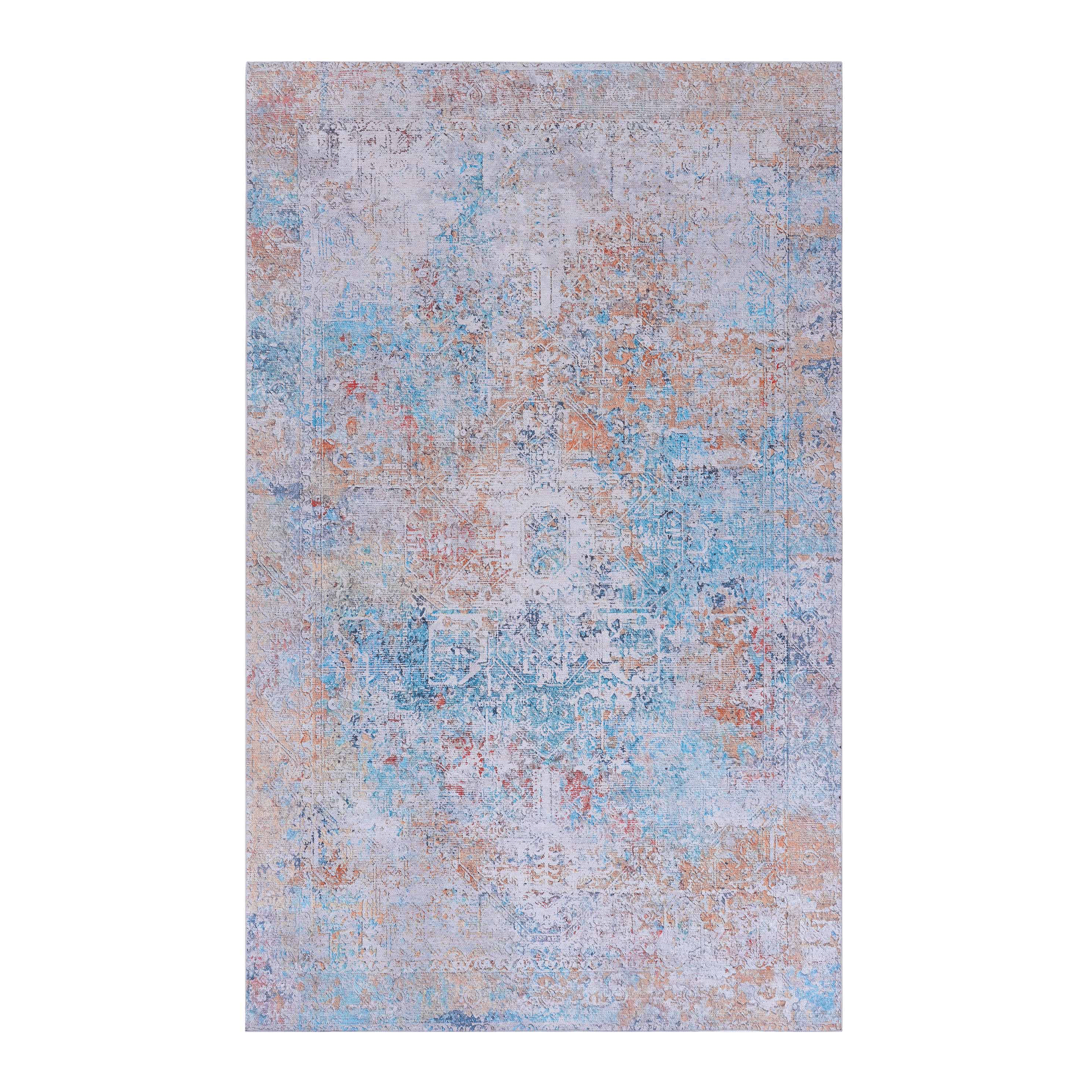 Naar Maval Collection Yellow/Cream Oriental Washable Area Rug