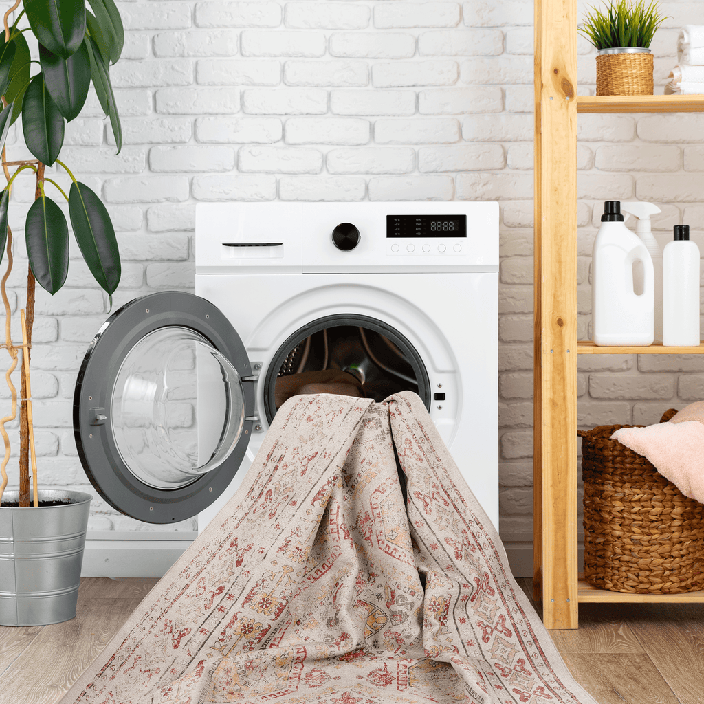 Naar Maval Collection Beige Oriental Washable Area Rug
