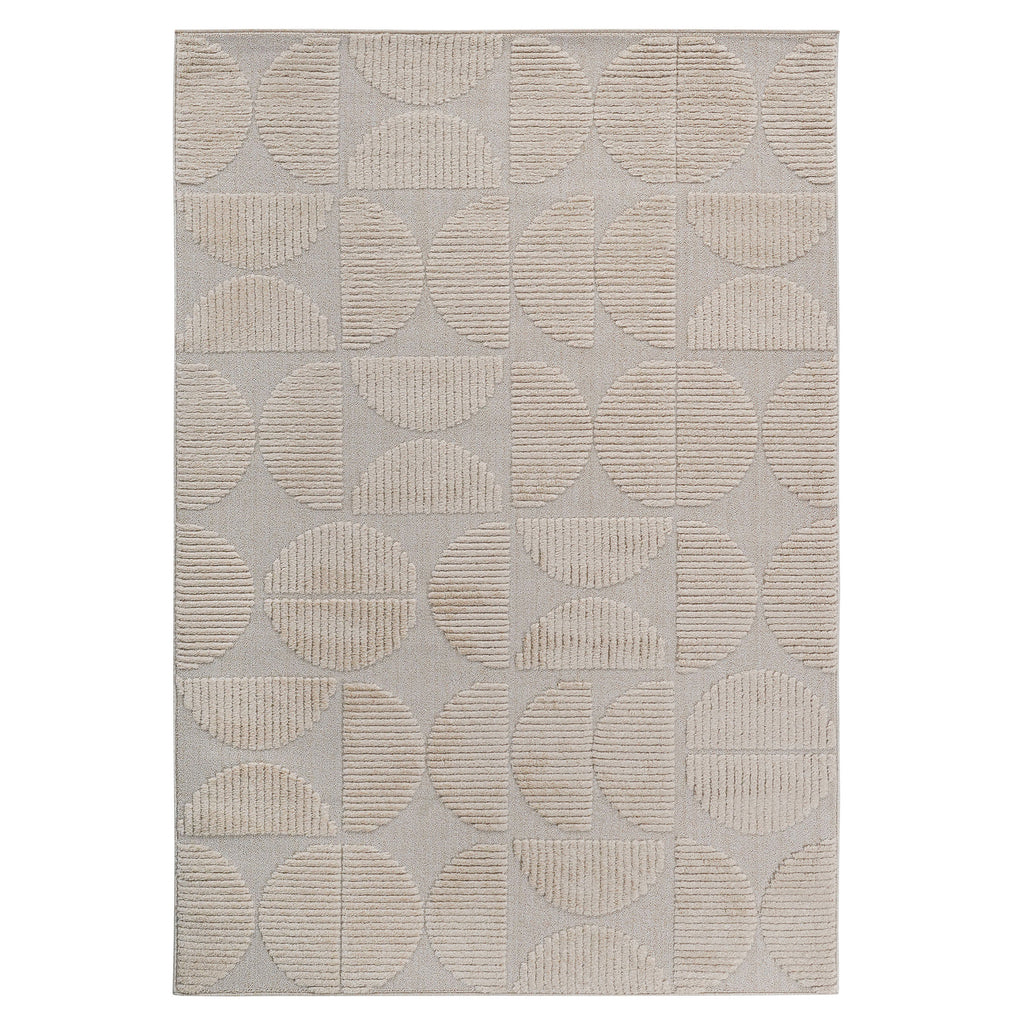 Naar Step Collection Beige Geometric Area Rug