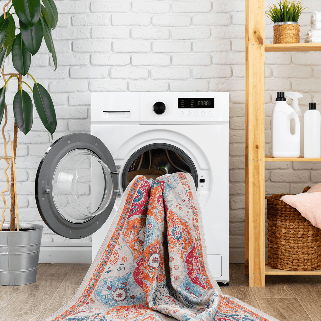 Naar Maval Collection Cream Oriental Washable Area Rug