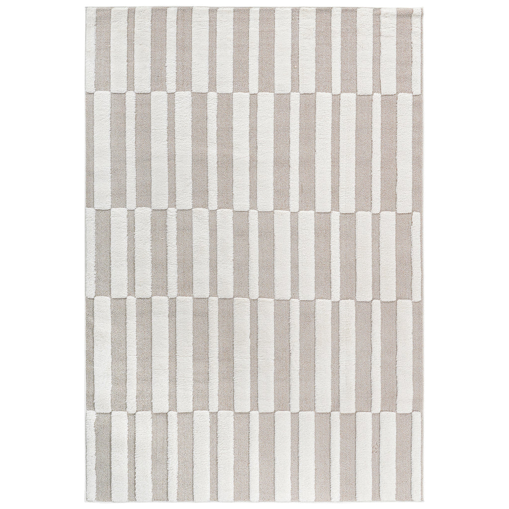 Naar Step Collection Beige/Cream Geometric Area Rug