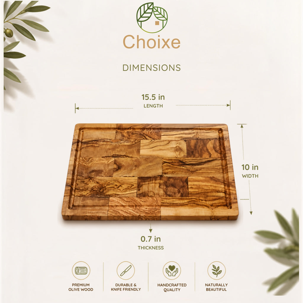 Multi-Purpose Large Olive Wood Serving and Cutting Board