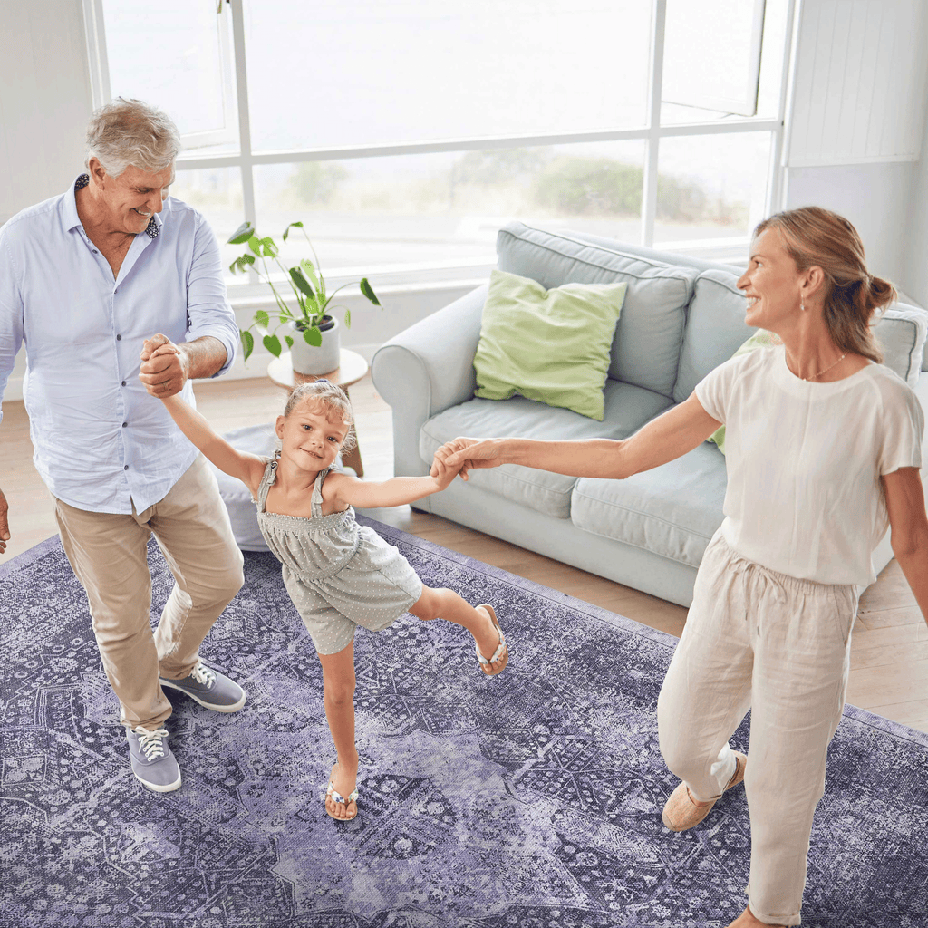 Naar Maval Collection Anthracite Oriental Washable Area Rug