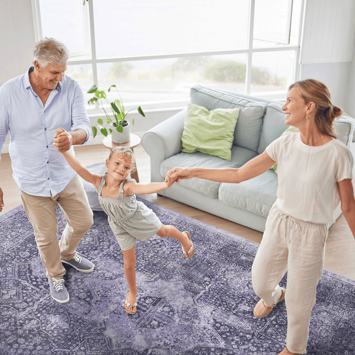 Naar Maval Collection Anthracite Oriental Washable Area Rug