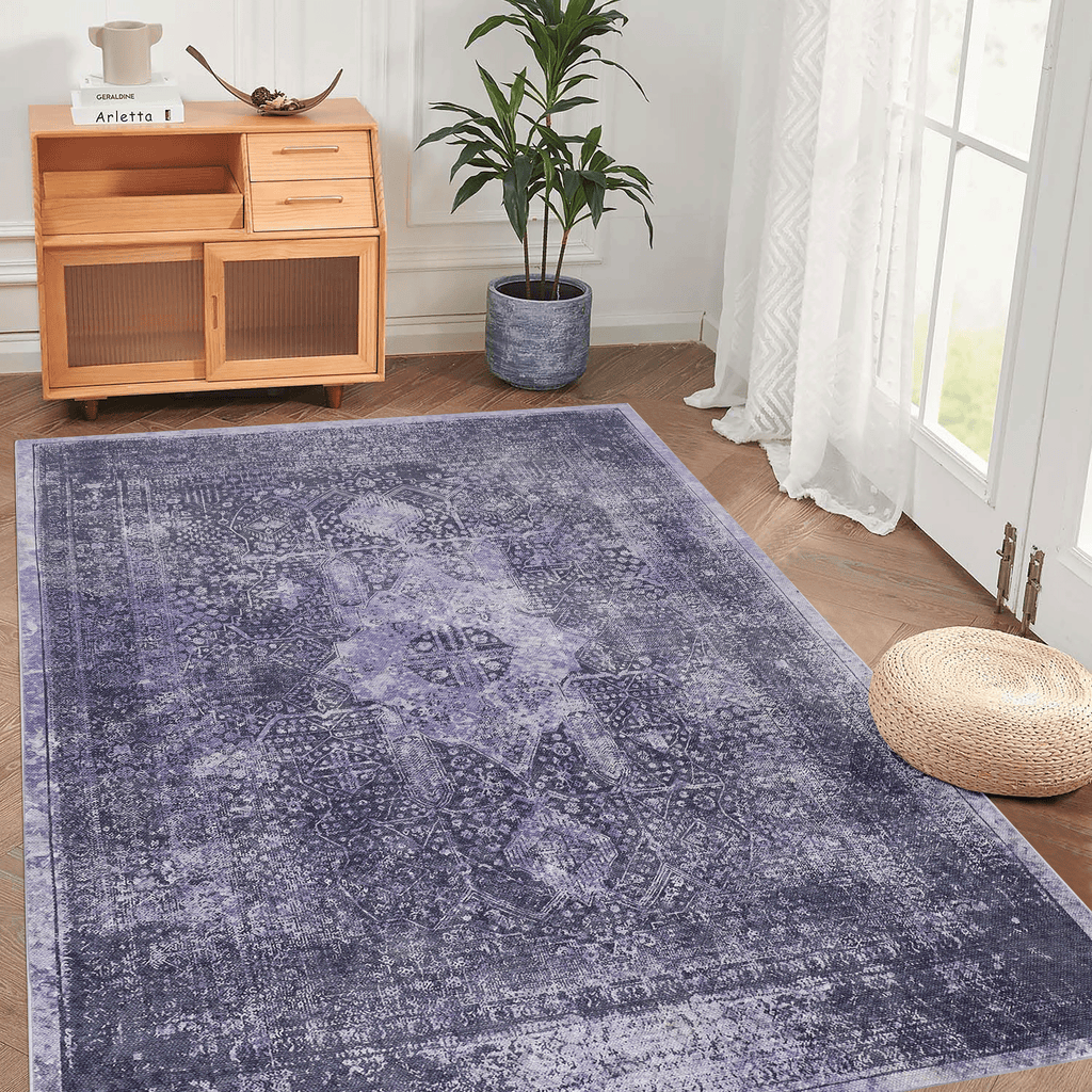 Naar Maval Collection Anthracite Oriental Washable Area Rug