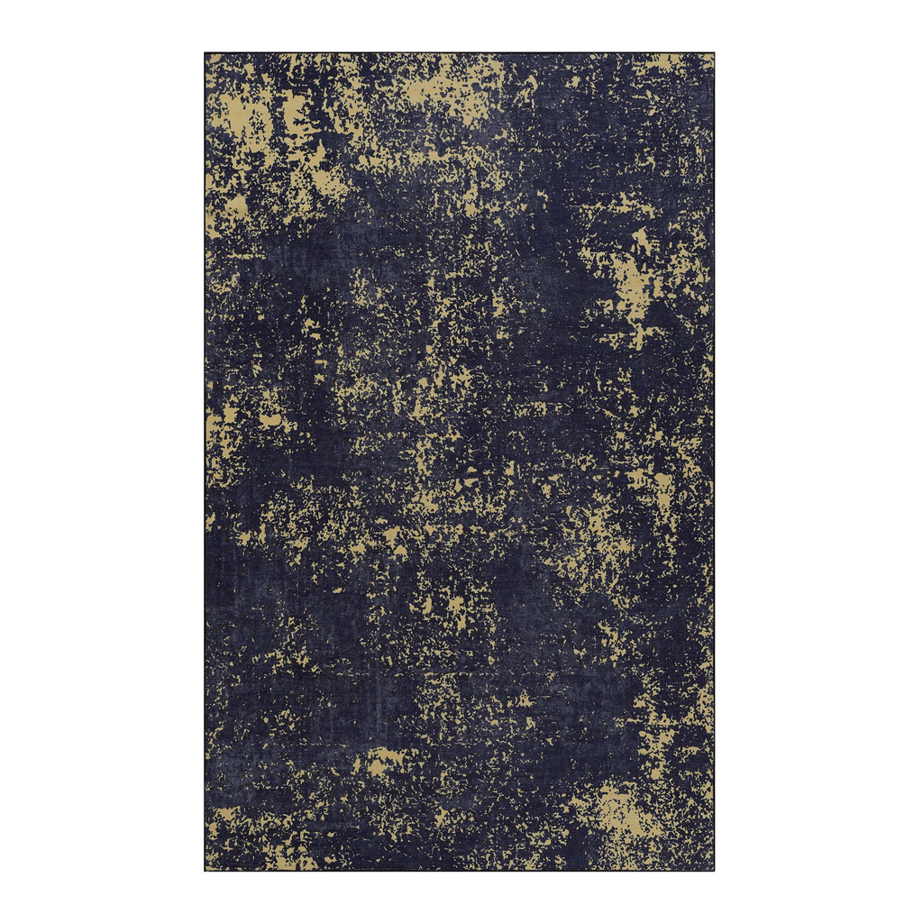 Naar Maval Collection Black/Gold Abstract Washable Area Rug