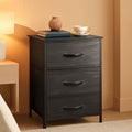 Bedroom Nightstand With Three Drawers Charcoal Black