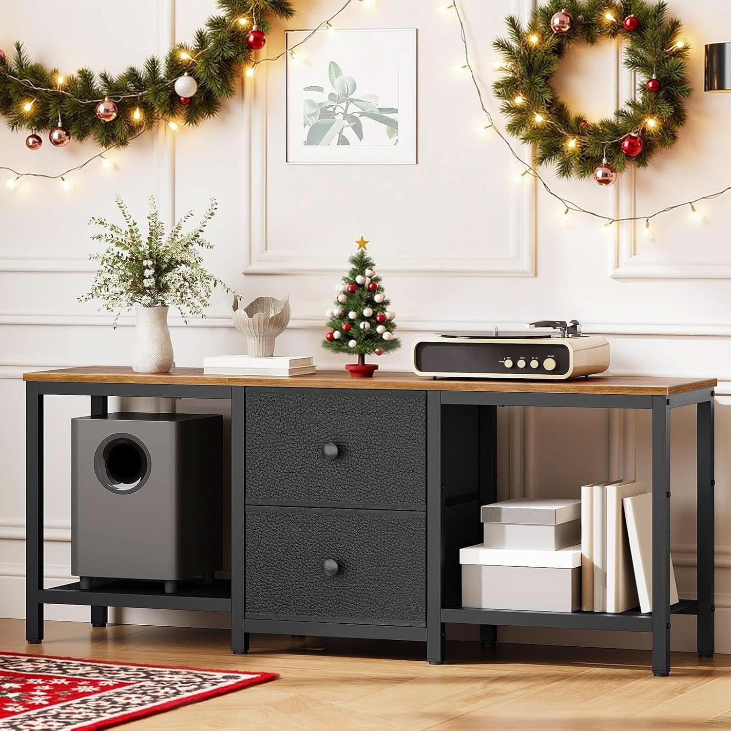Television Stand For 55-Inch TVs With Hidden Drawers