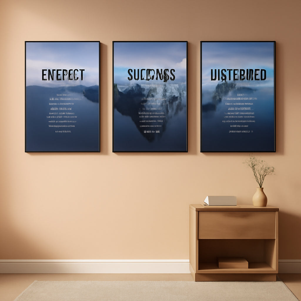 Framed Motivational Wall Art Navy Blue Iceberg 16x24