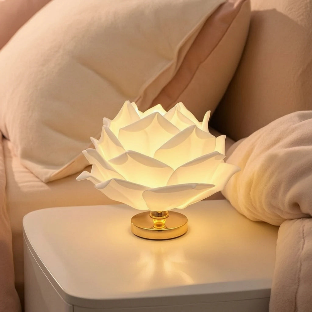 Rose Table Lamp Corded Rose Lamp Sculptural Warm Light for Bedroom, Reading Corner