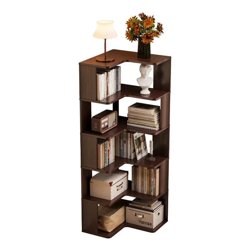 HYS solid wood corner bookshelf home living room corner cabinet wall corner storage rack bedroom simple bookcase