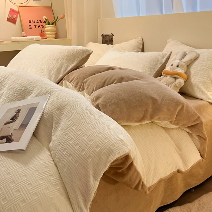 1pc Thicken Winter Super Warm Duvet Cover For Double Bed 3D Carving Milk Velvet Comforter Cover Queen funda nordica cama 150