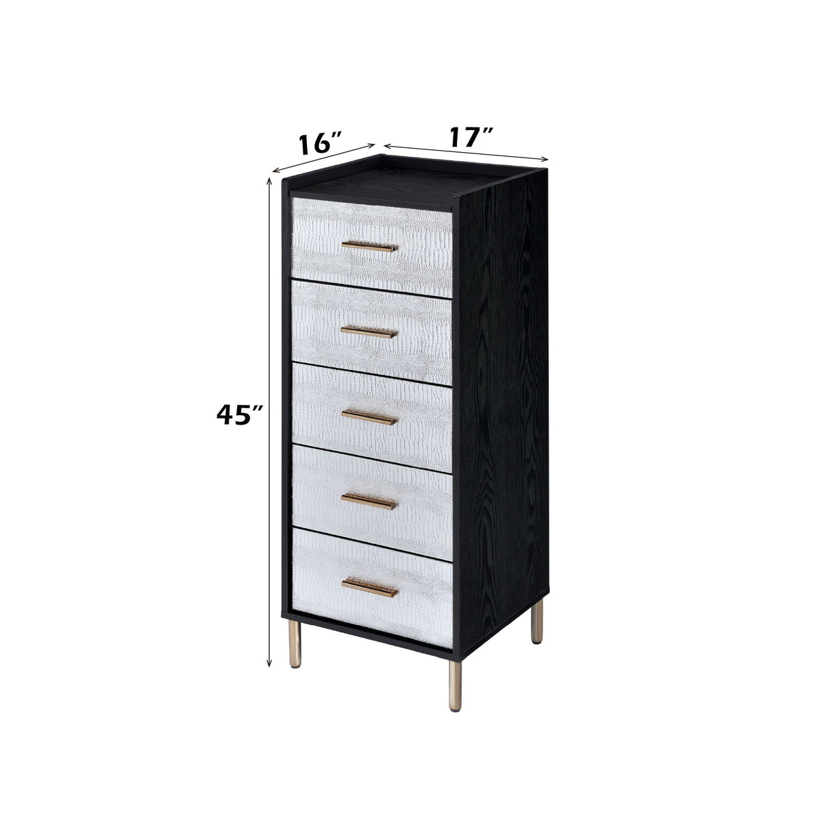 Myles Jewelry Armoire - Black / Silver / Gold