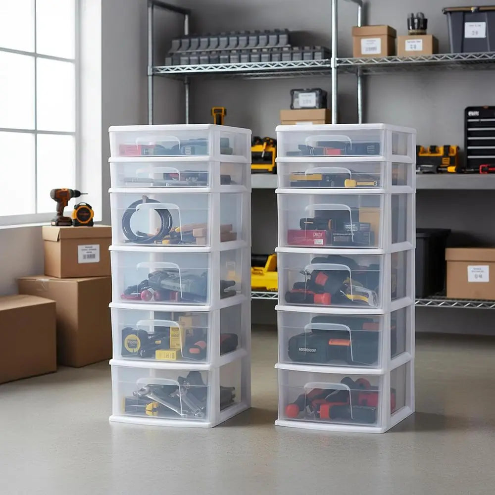 6-Tier Clear Plastic Storage Cart for Home, Bedroom, and Closet Organization