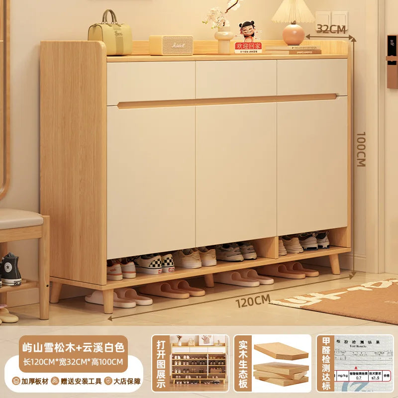 HYS solid wood shoe cabinet, entrance cabinet, new indoor locker at the entrance of the home