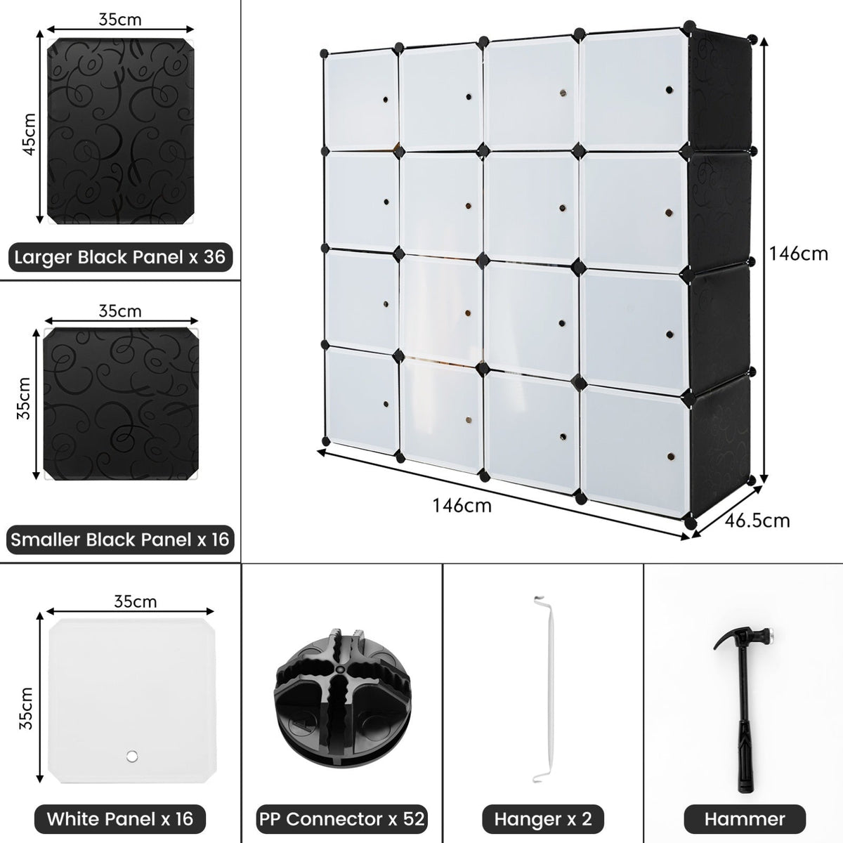 Storage Wardrobe Closet with Hanging Rods