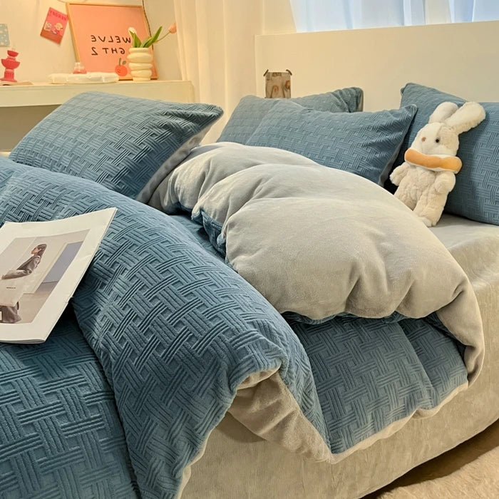 1pc Thicken Winter Super Warm Duvet Cover For Double Bed 3D Carving Milk Velvet Comforter Cover Queen funda nordica cama 150