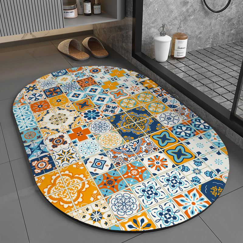 Retro Non-Slip Bath Mat with Quick-Dry Technology
