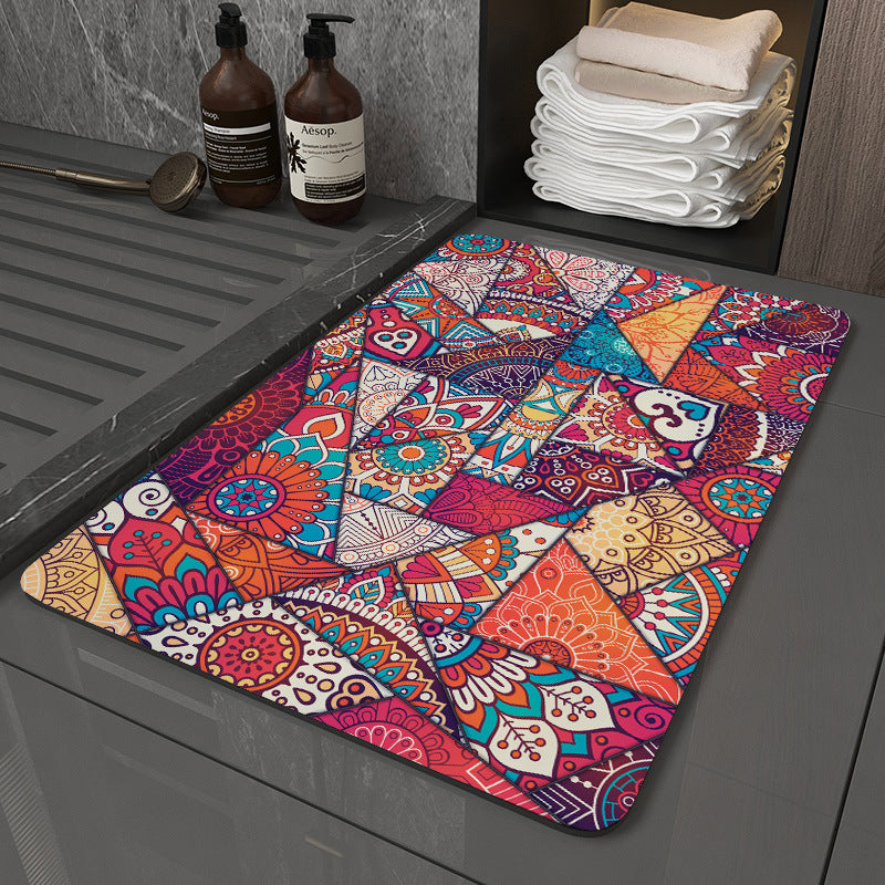 Retro Non-Slip Bath Mat with Quick-Dry Technology