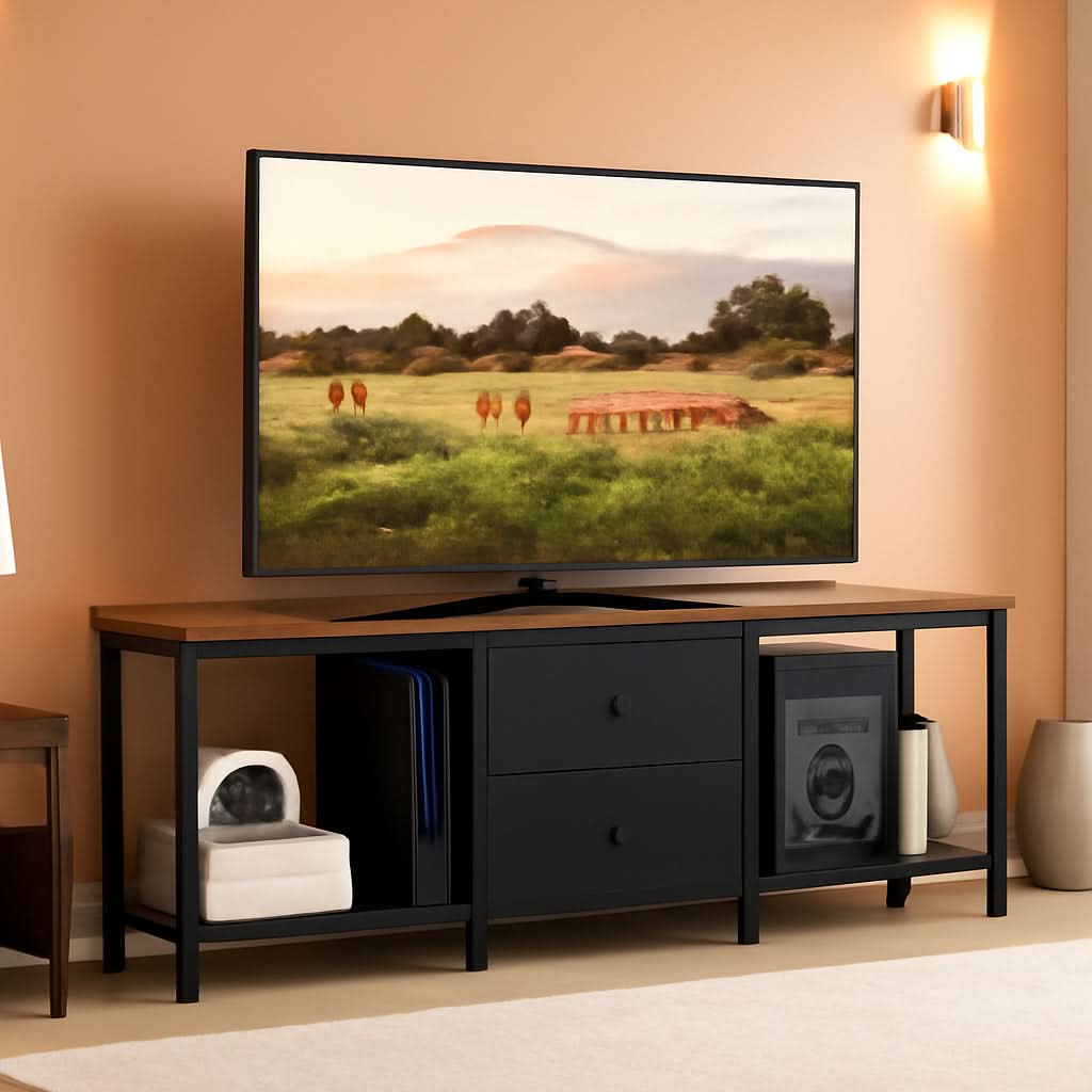 Television Stand For 55-Inch TVs With Hidden Drawers
