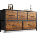 Rustic Wood 5 Drawer Dresser For Bedroom Storage Cabinet