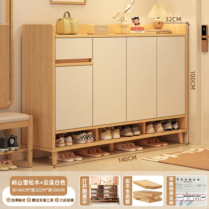 HYS solid wood shoe cabinet, entrance cabinet, new indoor locker at the entrance of the home