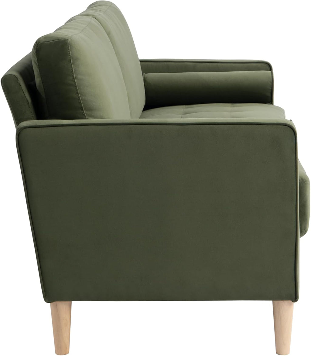 Olive Green Velvet Upholstered Sofa With PocketCoil