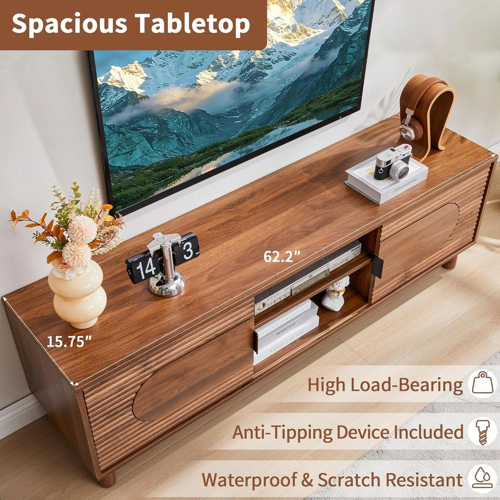 63-Inch Television Stand With Expansive Storage Units