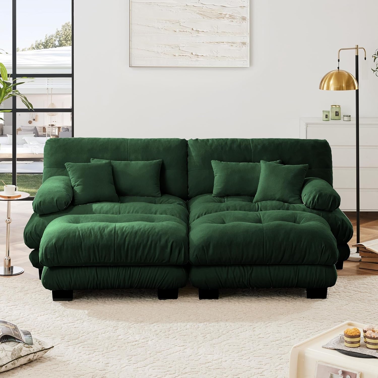 Green Chenille Modular Sectional Sofa Ultra Comfort