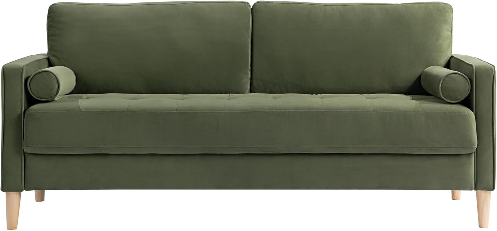 Olive Green Velvet Upholstered Sofa With PocketCoil