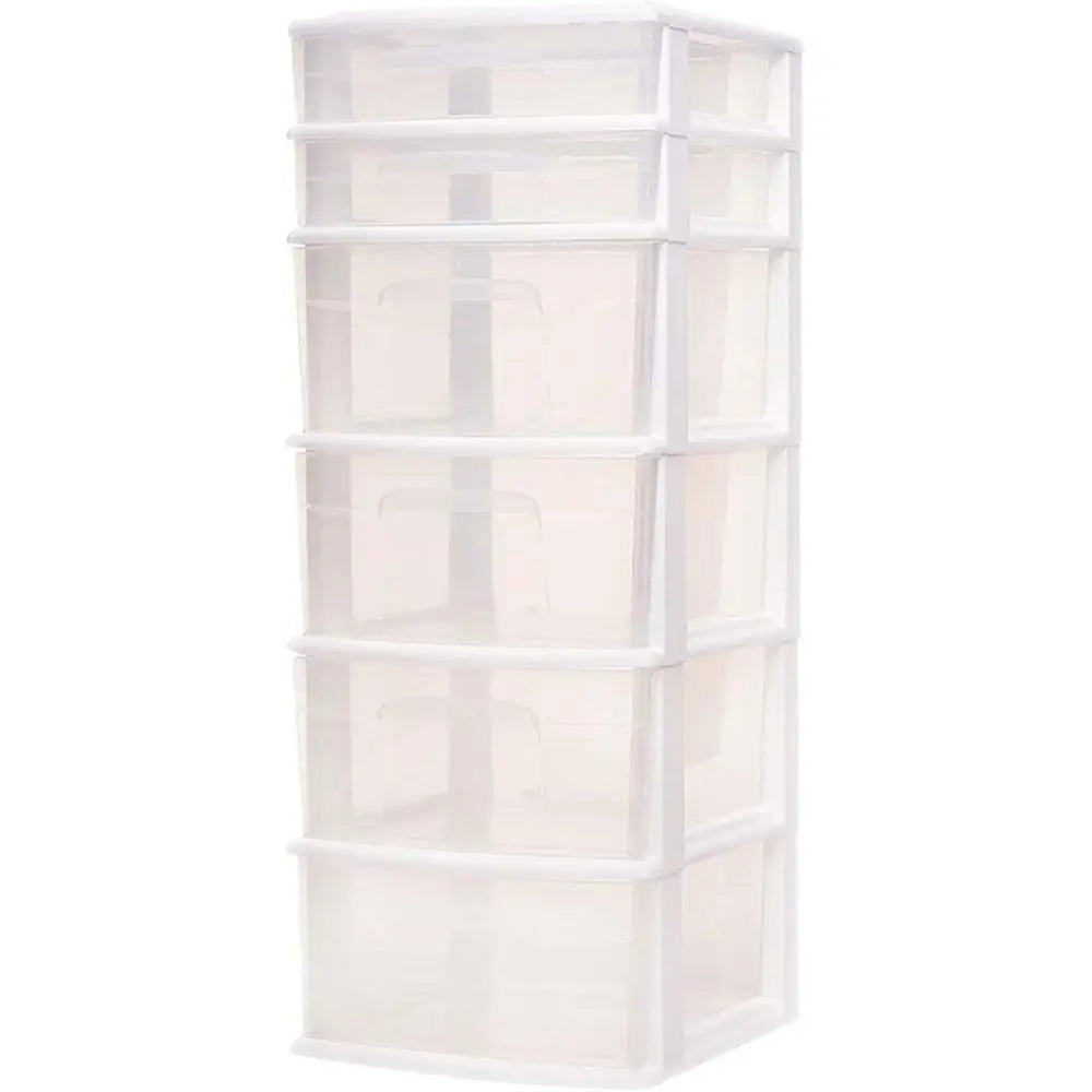 6-Tier Clear Plastic Storage Cart for Home, Bedroom, and Closet Organization