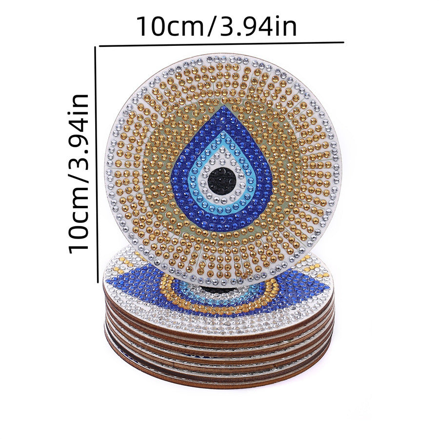 8-Piece Diamond Painting Coaster Set with Stand