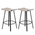Counter Height Bar Stools Backless Handwoven Kitchen Dining Chairs With Round Footrest (Set of 2) Weaving Pub Stoo - Creamy White