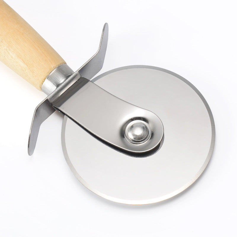 Stainless Steel Pizza Cutter with Wooden Handle