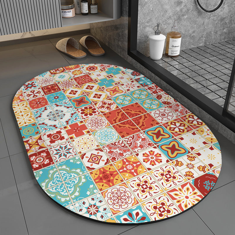 Retro Non-Slip Bath Mat with Quick-Dry Technology