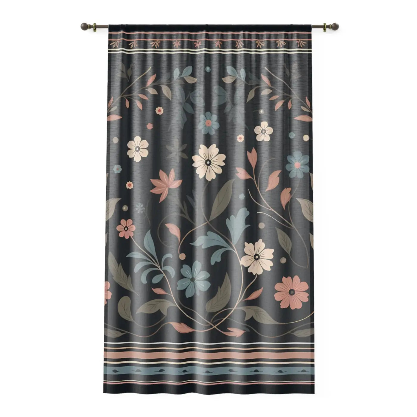 DipaliZ Floral Vines Curtains Semi-sheer Polyester Fabric