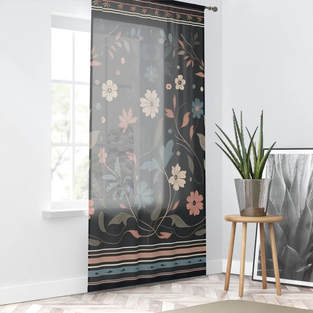 DipaliZ Floral Vines Curtains Semi-sheer Polyester Fabric