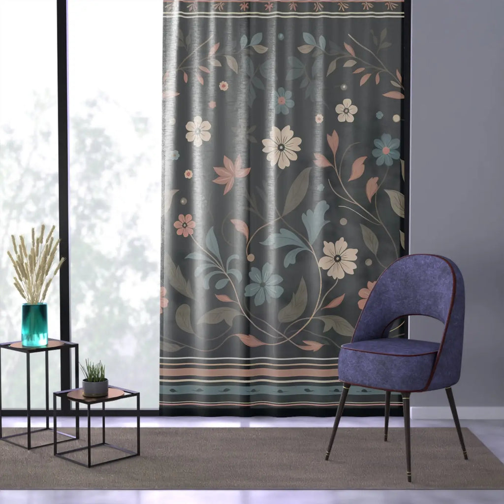 DipaliZ Floral Vines Curtains Semi-sheer Polyester Fabric