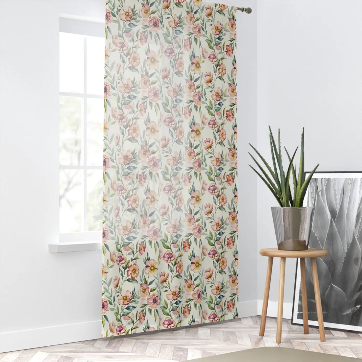 DipaliZ Floral Window Curtain Elegant Room Decor Polyester