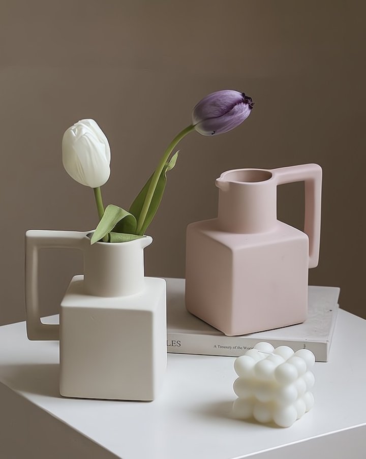 Handmade Ceramic Jug Pitcher Vase - Modern and Unique Decorative Centerpiece Vase
