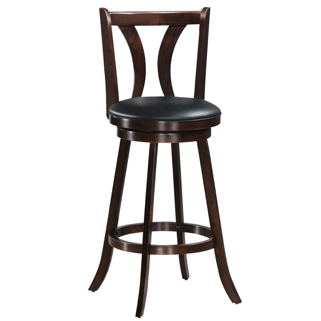 Set of 2 Swivel Bar stool 24 Inch Counter Height Leather Padded Dining Kitchen Chair