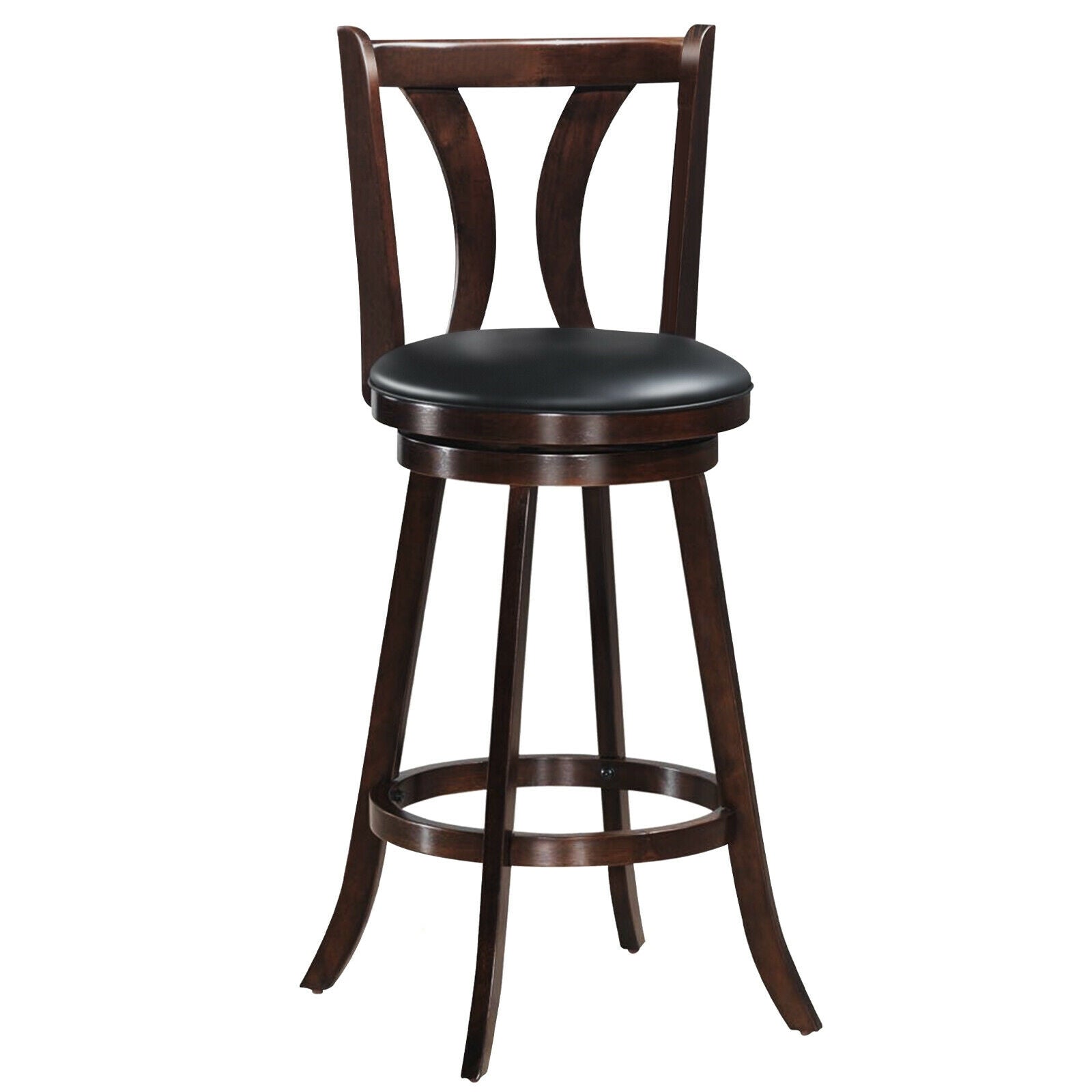 Set of 2 Swivel Bar stool 24 Inch Counter Height Leather Padded Dining Kitchen Chair