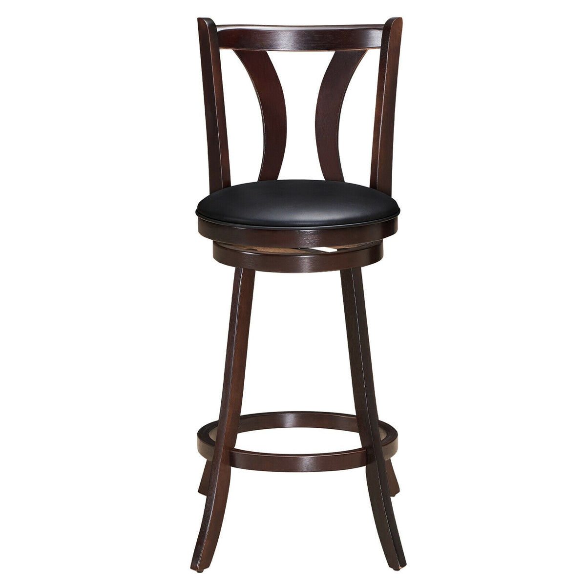 Set of 2 Swivel Bar stool 24 Inch Counter Height Leather Padded Dining Kitchen Chair