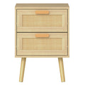 Levede 2x Bedside Tables Set Wooden Side Table Nigntstand Bedroom Rattan Drawers