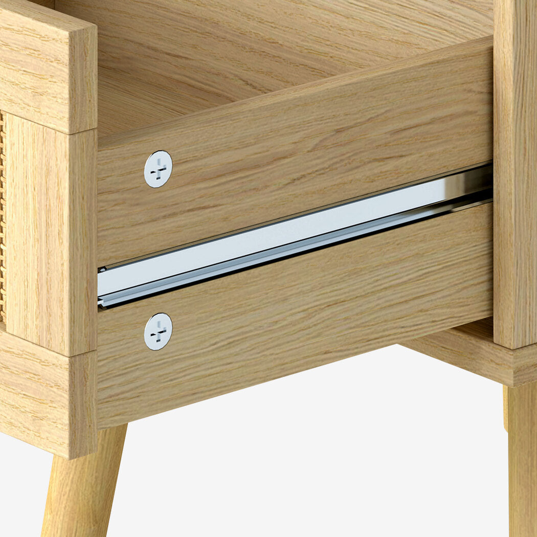 Levede 2x Bedside Tables Set Wooden Side Table Nigntstand Bedroom Rattan Drawers